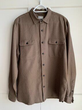 Frank & Oak Organic Cotton Men's Long Sleeve Waffle Botton Down Shirt Size L